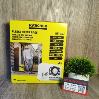флісових фільтр-мішків Kärcher KFI 357 для вологого та сухого прибирання, сумісних із різними моделями пилососів Kärcher.